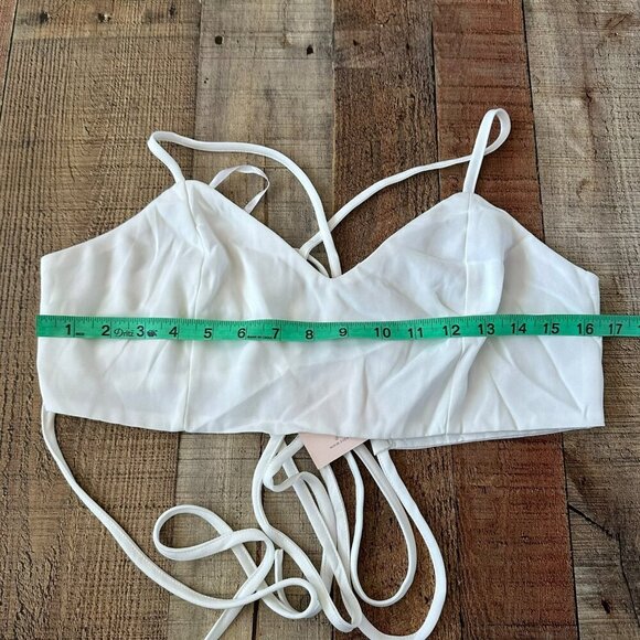 Superdown Revolve Kiya Tie Back rop Top White Wrap Tie Bralette Top L - Picture 2 of 7